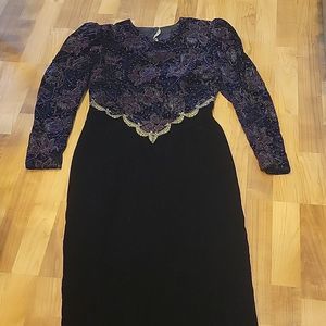 VINTAGE Scott McClintock Black and Purple Floral Maxi Dress